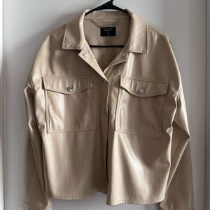 Tahari Beige Faux Leather Jacket
